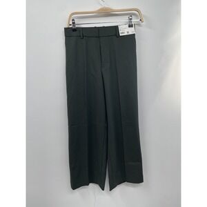 Uniqlo Smart Dress Pants Women XS Dark Green Stretch Wide Leg Classic Career NWT
